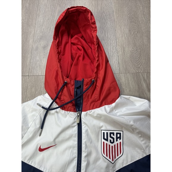 Nike Team USA Soccer Windrunner Full Zip Jacket Mens Sz S Hooded Red White Blue - Picture 1 of 7